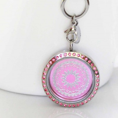 Pink Bejeweled Locket and Plate Set
